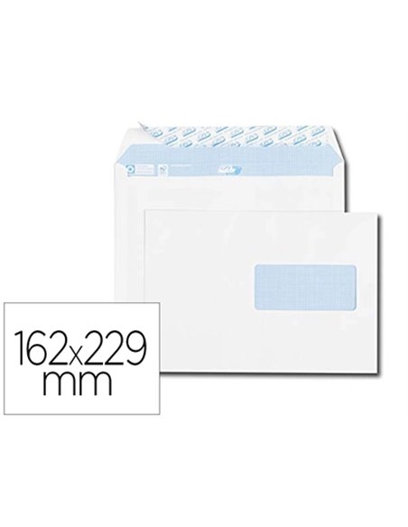 Enveloppe gpv c5 162x229mm 90g auto-adhésive fenêtre 45x100mm blanche boîte 500 unités.
