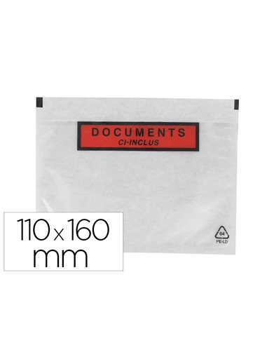 Pochette gpv polyethylene imprimee document ci-inclus 110x160mm protege des dechirures et intemperies paquet 100 unites.