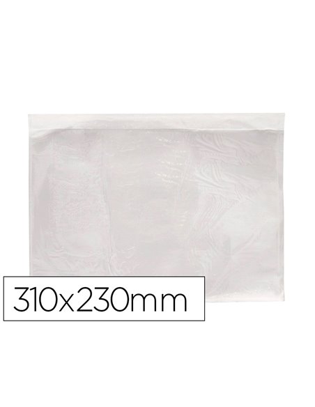 Pochette porte-documents q-connect auto-adhesive transparente 310x230mm paquet 100 unites.