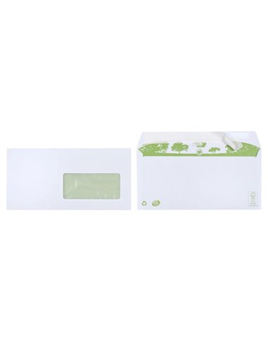 Enveloppe gpv dl bande de protection 80g recycles 110x220 blanche boite de 200.