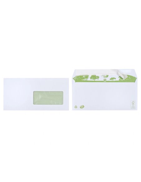 Enveloppe gpv dl bande de protection 80g recycles 110x220 blanche boite de 200.