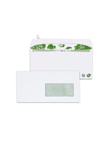 Enveloppe gpv dl bande de protection 80g recycles blanche boite de 200 fenetre 45x100mm.