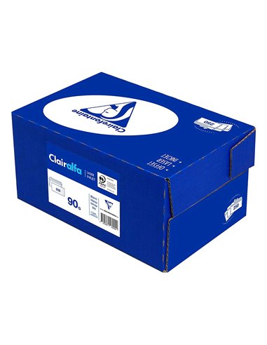 Enveloppe clairefontaine bande de protection 90g fenetre 35 110x220mm blanche boite de 250 unites.