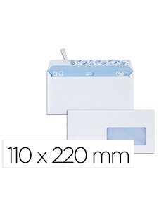 Enveloppe gpv fenetre 45mm velin blanc 90g dl 110x220mm bande adhesive bloc 50 unites.