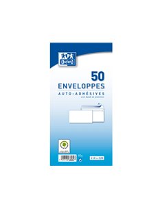Enveloppes blanches oxford recycle auto adhesives avec bande de protection 80 g 110x220 mm 50 unites.