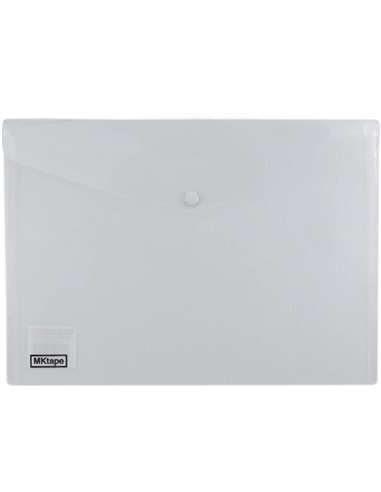 Lot de 2 enveloppes à documents MKtape avec fermoir - Plastique - Format A4 - Transparent