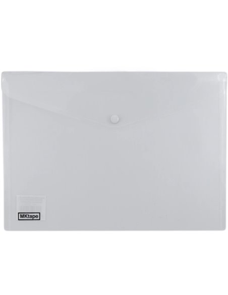 Lot de 2 enveloppes à documents MKtape avec fermoir - Plastique - Format A4 - Transparent