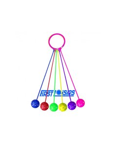 Balles cheville firts loisirs balles de chevilles ronds de 16 cm corde pvc 50 cm lot de 6 coloris assortis.