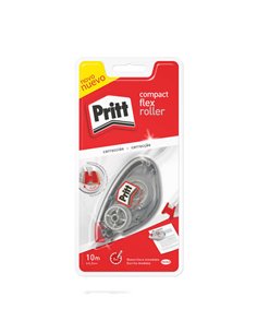 Ruban correcteur Pritt Roller Compact Flex 4,2 mm x 10 m - Pointe flexible - Correction douce et nette - Correction bidirectionn