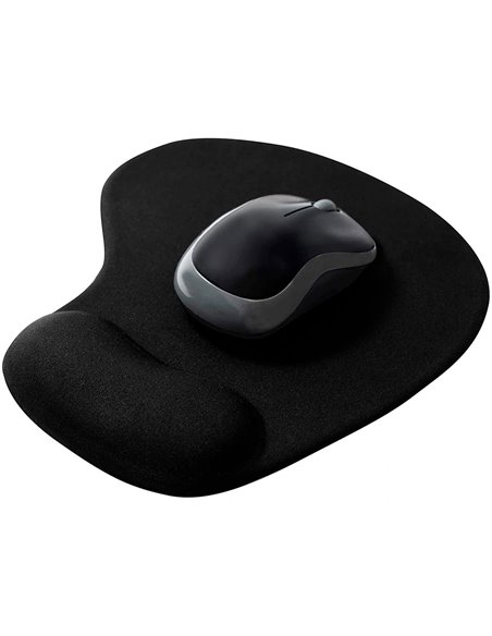 Tapis souris q-connect repose-poignet mousse augmente confort facilement nettoyable coloris noir.
