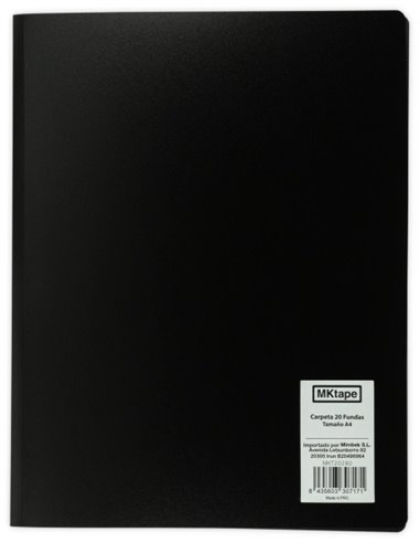 Chemise MKtape avec 20 pochettes pour documents - Format A4 - Noir