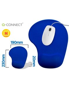 Tapis souris q-connect repose-poignet mousse augmente confort facilement nettoyable coloris bleu.