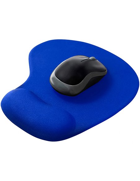Tapis souris q-connect repose-poignet mousse augmente confort facilement nettoyable coloris bleu.