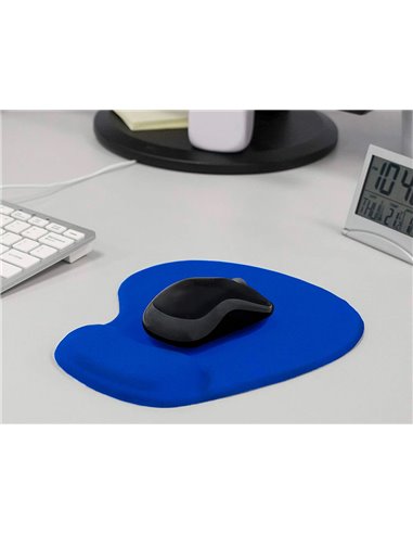 Tapis souris q-connect repose-poignet mousse augmente confort facilement nettoyable coloris bleu.