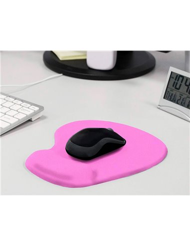 Tapis souris q-connect repose-poignet mousse augmente confort facilement nettoyable coloris rose.