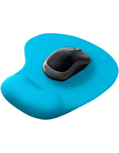 Tapis souris q-connect repose-poignet mousse augmente confort facilement nettoyable coloris turquoise.