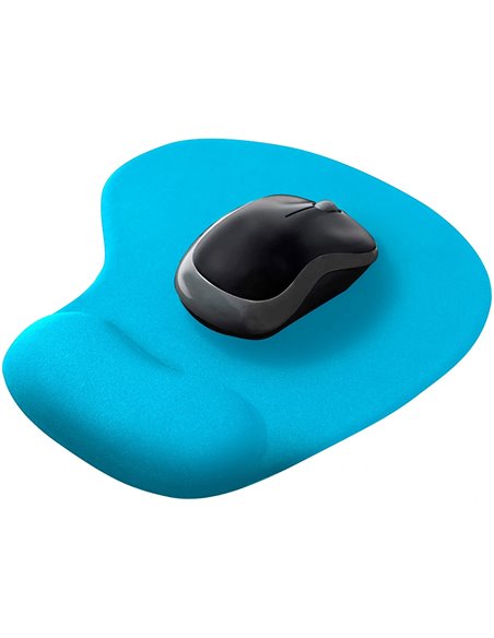Tapis souris q-connect repose-poignet mousse augmente confort facilement nettoyable coloris turquoise.
