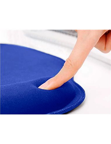 Tapis souris q-connect repose-poignet ergonomique mousse grand confort facilement nettoyable coloris bleu.