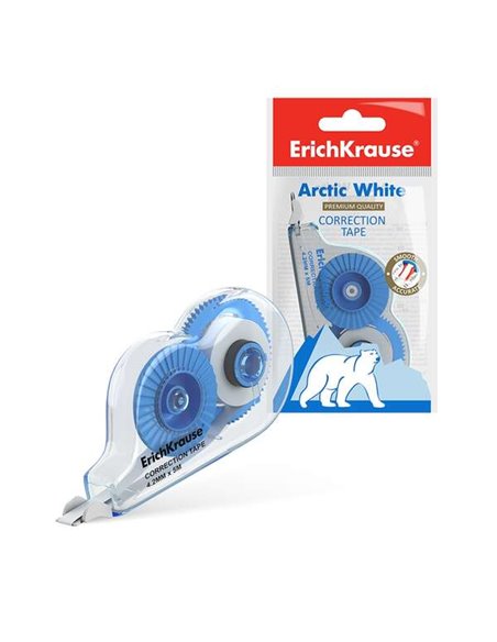 Ruban correcteur Erichkrause Arctic White - 4,2 mm x 5 m - Séchage instantané - Usage ambidextre - Blanc