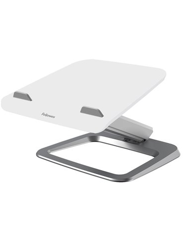 Support fellowes ordinateur portable hana lt egalage optimal hauteur et inclinaison systeme passe cable integre blanc.