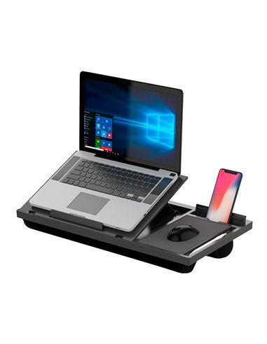 Support q-connect ordinateur portable tapis de souris et support telephone 7 reglages en hauteur coloris noir.