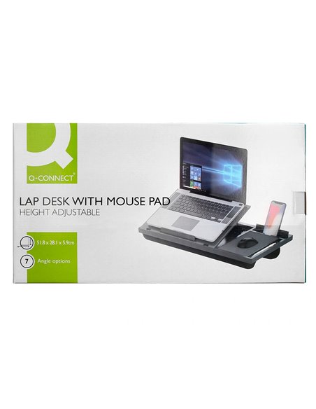 Support q-connect ordinateur portable tapis de souris et support telephone 7 reglages en hauteur coloris noir.