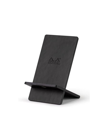 Support rhodiarama pour t l phone mobile en simil cuir noir 8x8x13,5cm.
