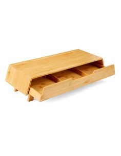Support ecran cep en bambou 1 tirroir avec 3 compartiments.