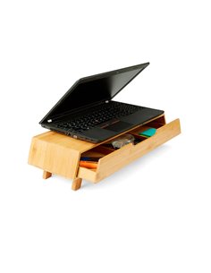 Support ecran cep en bambou 1 tirroir avec 3 compartiments. 2