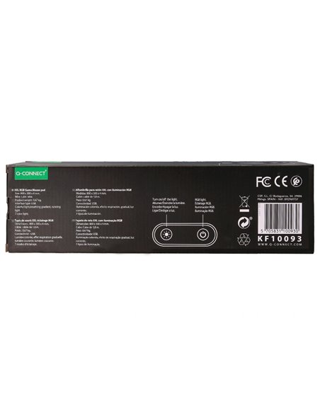 Tapis souris q-connect gaming xxl lumiere led connection usb 800x300x4mm coloris noir.