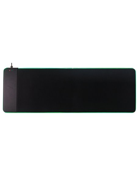 Tapis souris q-connect gaming chargeur sans fil et lumiere rvb 800x300x4mm coloris noir.
