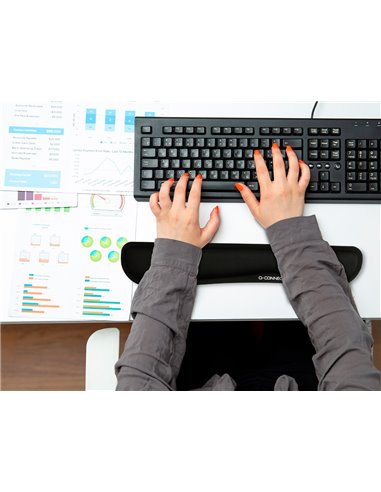 Repose-poignets q-connect memory foam clavier 460x85x25mm coloris noir.
