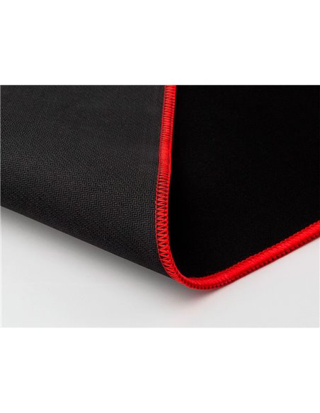 Tapis souris q-connect xxl 900x400mm coloris noir avec bord rouge.