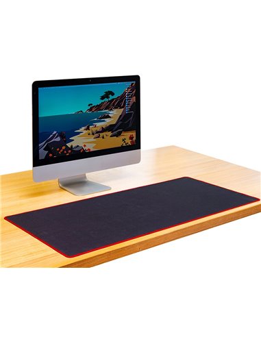 Tapis souris q-connect xxl 900x400mm coloris noir avec bord rouge.