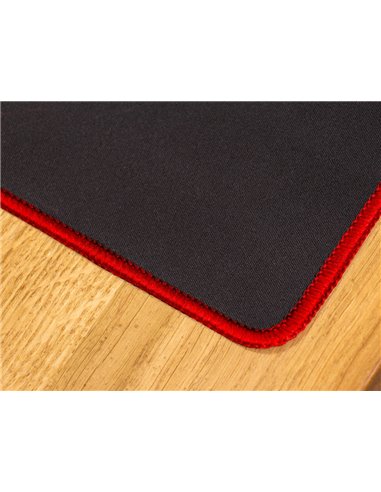 Tapis souris q-connect xxl 900x400mm coloris noir avec bord rouge.