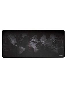 Tapis souris q-connect xxl 900x400mm coloris noir avec design carte du monde.