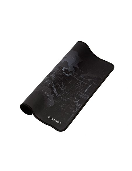 Tapis souris q-connect xxl 900x400mm coloris noir avec design carte du monde.