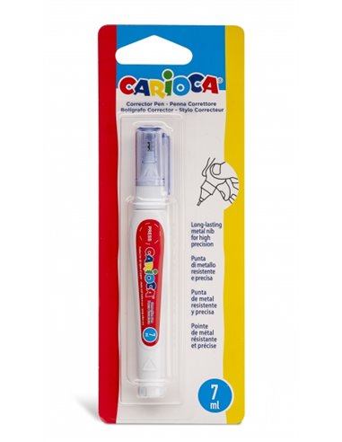 Stylo correcteur Carioca 7 ml - Pointe métallique durable et précise - Convient à tous types de papier - Séchage rapide - Blanc