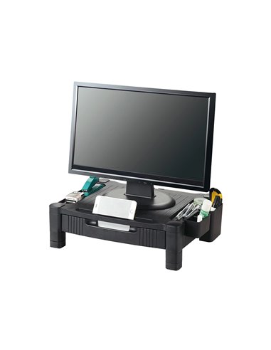 Support q-connect pour moniteur/imprimante hauteur reglable 10,3cm a 13,3cm avec tiroir 434x336x133mm coloris.