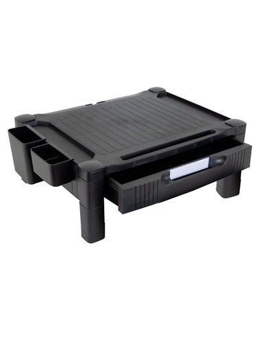 Support q-connect pour moniteur/imprimante hauteur reglable 10,3cm a 13,3cm avec tiroir 434x336x133mm coloris.