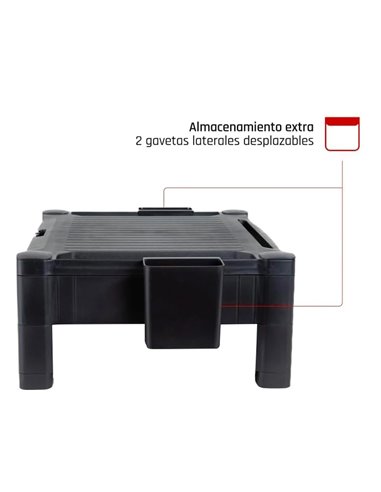 Support q-connect pour moniteur/imprimante hauteur reglable 10,3cm a 13,3cm avec tiroir 434x336x133mm coloris.