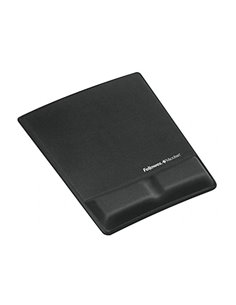 Tapis souris fellowes repose-poignet ergonomique gel mousse protection antibactérienne coloris noir.