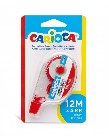 Ruban correcteur Carioca 5 mm x 12 m - Idéal pour tout type de papier - Blanc
