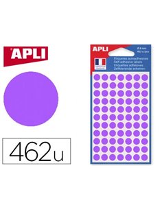 Pastille adhésive apli agipa diamètre 8mm permanente coloris violet pochette 462 unités.