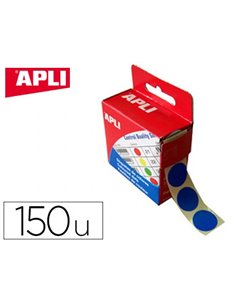 Pastille adhésive apli agipa diamètre 15mm permanente coloris bleu boîte 150 unités.