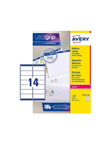 Étiquette adhésive avery laser écologique enveloppes classiques 99.1x38.1mm boîte 1400 unités.