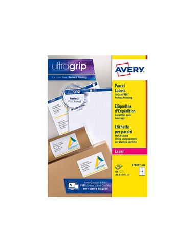 Étiquette adhésive avery laser opaque très blanche 99.1x139mm boîte 400 unités.