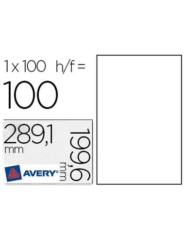 Étiquette adhésive avery laser opaque très blanche 199.6x289.1mm boîte 100 unités.