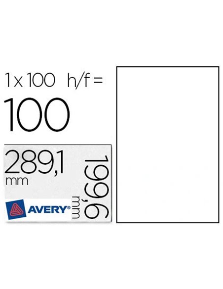 Étiquette adhésive avery laser opaque très blanche 199.6x289.1mm boîte 100 unités.
