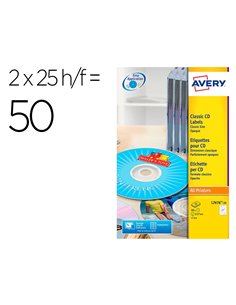 Étiquette adhésive avery cd diamètre 117mm laser compatible jet encre copieur maxicouvrante pochette 50 unités.